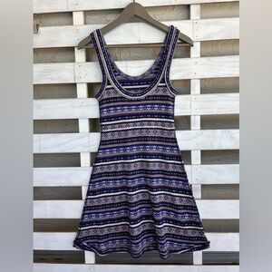 Free People Blue Knit Wool Blend Tank Dress Aztec Western print Size XS.